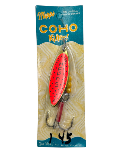 Mepps Coho Killer aglia long size 4 French Spinner Lure. Hot Orange Dot