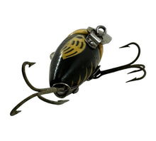 Load image into Gallery viewer, Additional Tail View of ANTIQUE HEDDON CONETAIL CRAZY CRAWLER WOOD FISHING LURE in BLACK WHITE HEAD. Model #2120 BWH
