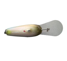 Load image into Gallery viewer, Belly View with Maker&#39;s Mark of C-FLASH CRANKBAITS Handmade Deep Diver Fishing Lure in OLIVE BACK/BLUE SHAD

