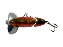 Load image into Gallery viewer, Back View of FRED ARBOGAST 3/8 oz JOINTED JITTERBUG Fishing Lure in TROUT. Rare Topwater Bait.
