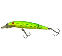 Load image into Gallery viewer, Left Facing View of Rebel Lures FASTRAC JOINTED MINNOW Fishing Lure in CHARTREUSE &amp; GREEN
