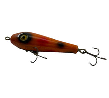 Load image into Gallery viewer, Left Facing View of SOUTH BEND BAIT COMPANY BEBOP Vintage Topwater Fishing Lure in ORANGE SPOTS
