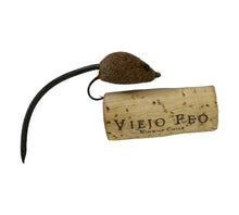 Cargar imagen en el visor de la galería, Right Facing View of  Vintage FLYROD Size MOUSE Fishing Lure Sitting on a Wine Cork
