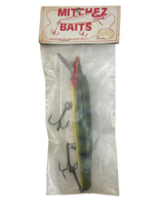 Load image into Gallery viewer, MITCHEZ BAIT COMPANY of Indiana 7&quot; Wood Fishing Lure in PERCH SCALE. Handcrafted Musky &amp; Trophy Fishing Size Bait.&nbsp;
