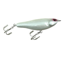 Load image into Gallery viewer, Right Facing View of ARCADIA REEF PSYCHO PENCIL EASY Topwater Wood Fishing Lure in ALBINO. Japanese Collector Bait.
