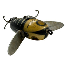 Load image into Gallery viewer, Nose View of HEDDON LURES CRAZY CRAWLER Antique Wood FISHING LURE in BLACK WHITE HEAD. #&nbsp;2100 BWH
