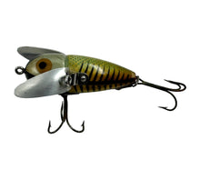 Load image into Gallery viewer, Left Facing View of ANTIQUE HEDDON CONETAIL CRAZY CRAWLER WOOD FISHING LURE in SILVER SHORE MINNOW
