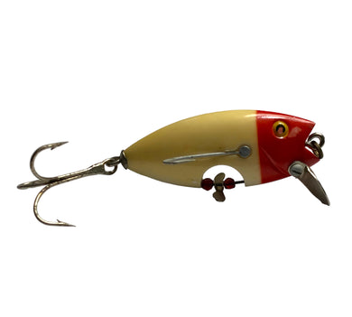 Right Facing View of FEATHER RIVER LURES of California BASS-KA-TEER Vintage Fishing Lure in RED HEAD