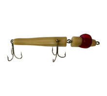 Load image into Gallery viewer, Belly View of MID-CENTURY MODERN (MCM) JOINTED Fishing Lure • BONE w/ RED LIP
