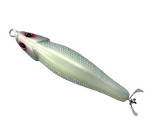 Load image into Gallery viewer, Top View of ARCADIA REEF PSYCHO PENCIL EASY Topwater Wood Fishing Lure in ALBINO. Japanese Collector Bait.
