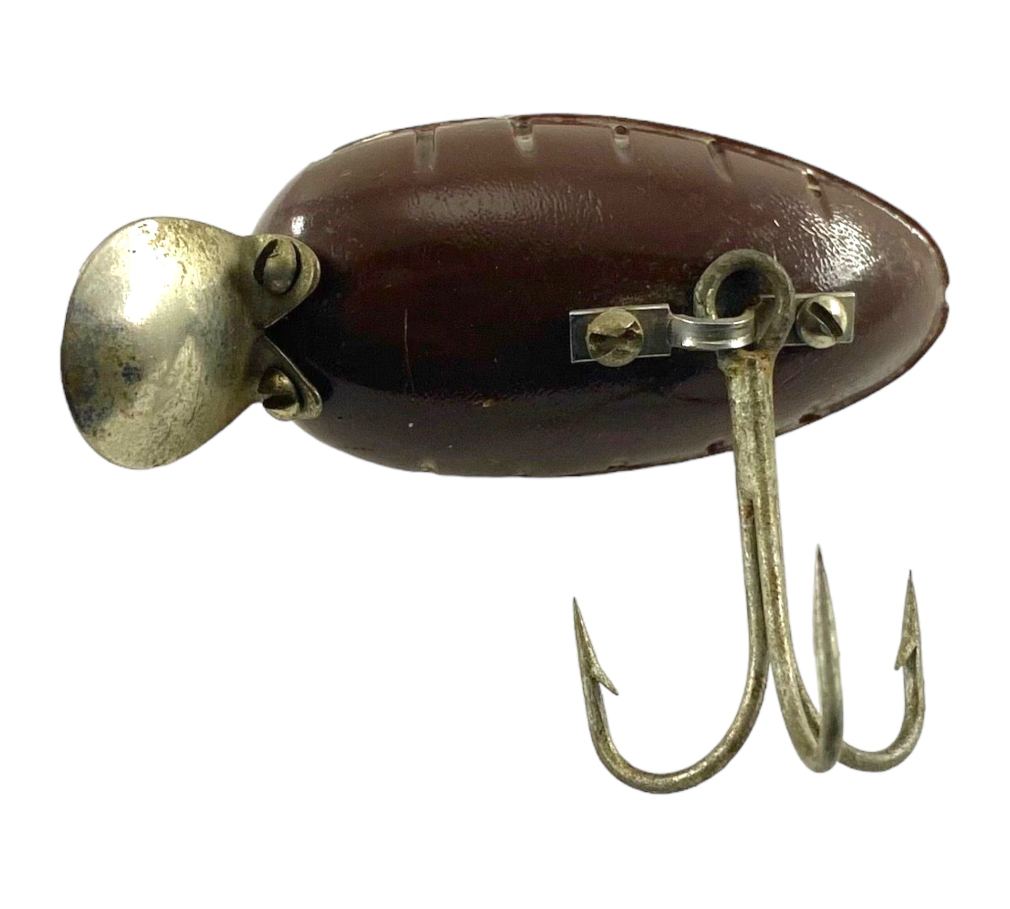 Vintage MILLSITE RATTLE BUG Fishing Lure in BROWN (Black Trim) • Screw In Hook Hardware