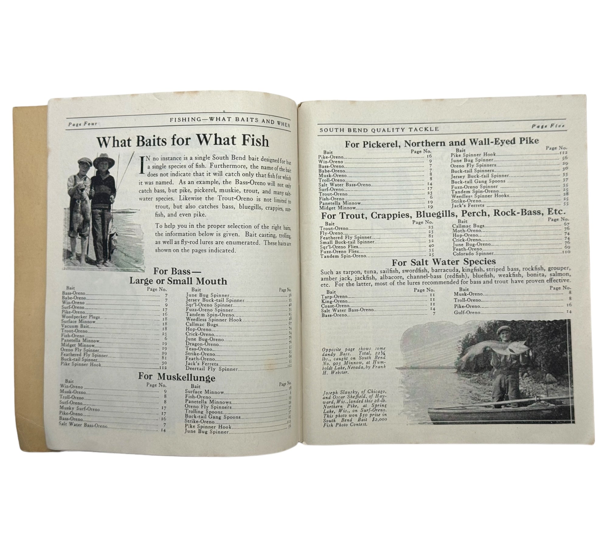 1926 SOUTH BEND BAIT COMPANY Antique Fishing Lure CATALOG