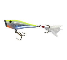Load image into Gallery viewer, Left facing View of Berkley Frenzy Popper Topwater Fishing Lure in CHARTREUSE SHINER

