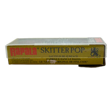 Load image into Gallery viewer, Side of Box View for RAPALA LURES SILVER PLATED SKITTER POP Size 7 Topwater Fishing Lure in SILVER BLUE

