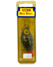 Cargar imagen en el visor de la galería, Boxed View of SPECIAL PRODUCTION STORM LURES MAGNUM WIGGLE WART Fishing Lure. BLACK GLITTER / RED TAIL. Known to Collectors as MICHAEL JACKSON with RED TAIL.

