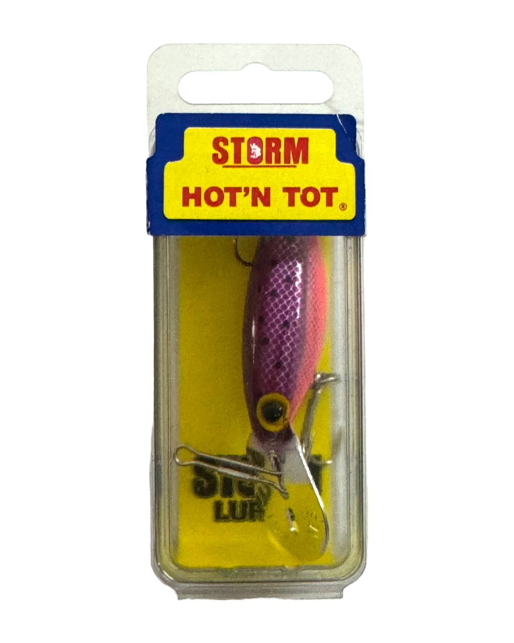 Front View of STORM LURES HOT N TOT Fishing Lure in METALLIC PURPLE/RED/SPECKS aka Barney Rubble