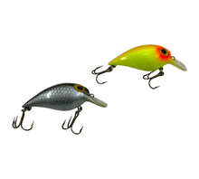 Load image into Gallery viewer, Right Facing View of STORM LURES Short Wart Fishing Lure Lot of 2 in FV36 CHARTREUSE &amp; FV3 SILVER SCALE
