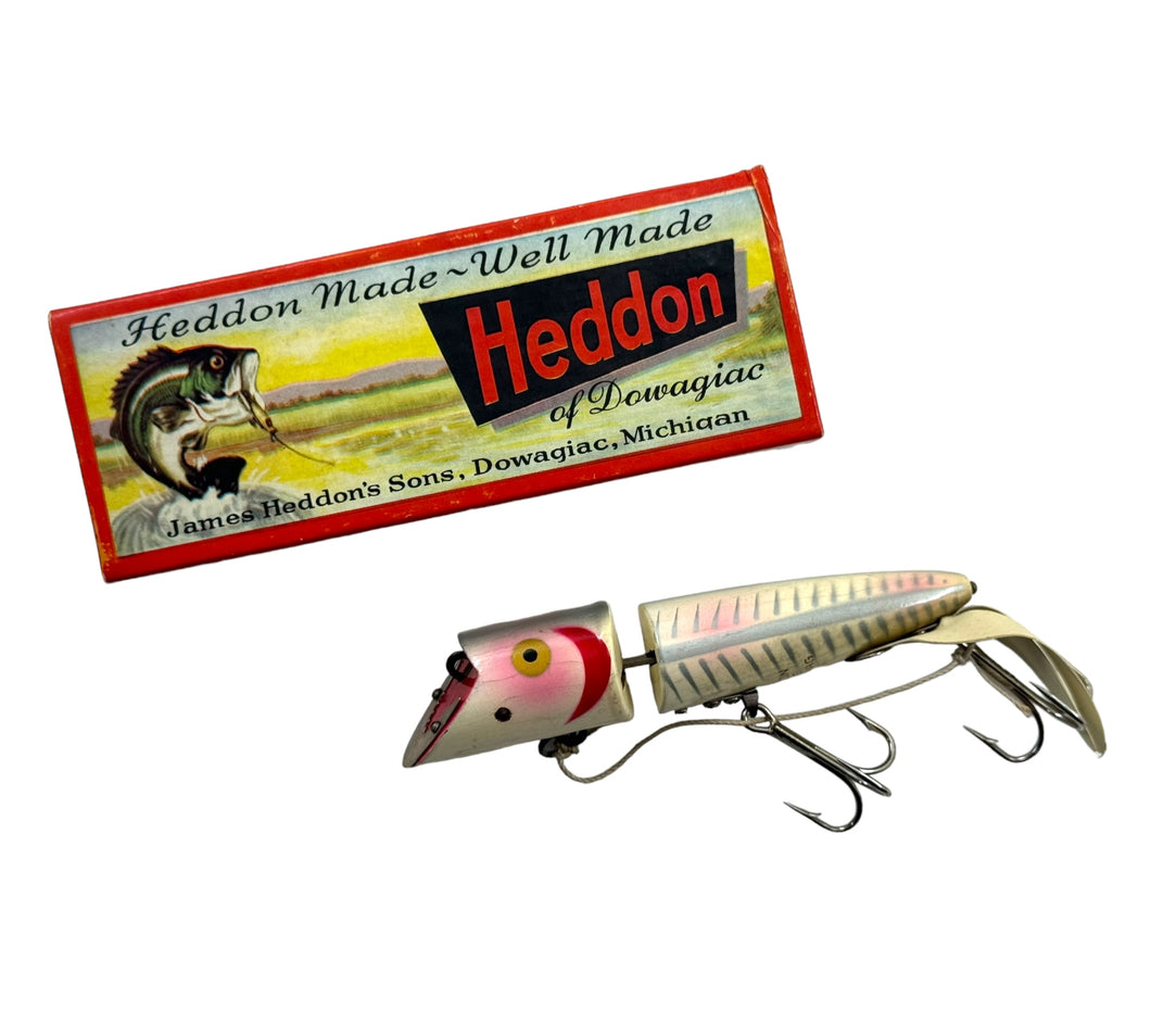 Cover Pic for HEDDON-DOWAGIAC KING ZIG WAG Fishing Lure w/ ORIGINAL BOX in PEARL X-RAY SHORE MINNOW. US Navy Sticker.