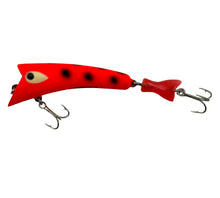 Load image into Gallery viewer, Left Facing View of HEDDON LURES TINY HEDD PLUG w/ FIRETAIL Fishing Lure in FLUORESCENT BLACK SPOT or SPOTTED RED HORSE
