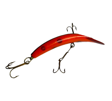 Right Facing View of HELIN TACKLE COMPANY FAMOUS FLATFISH Wood Fishing Lure # T61 OR ORANGE