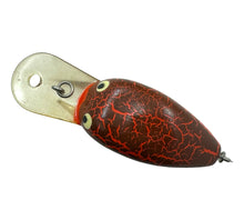 Load image into Gallery viewer, Back View of HEDDON DOWAGIAC LURES HEDD HUNTER DEEP DIVER w/ MAGIC HOLE Vintage Fishing Lure in CRACKLEBACK ORANGE
