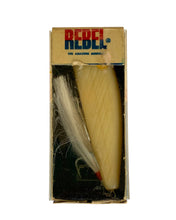 Load image into Gallery viewer, Boxed View of Vintage REBEL LURES BONEHEAD Fishing Lure w/ Original Box in BONE. TOPWATER POPPER #PBX-4100.
