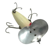 Load image into Gallery viewer, Lip View of FRED ARBOGAST MUSKY SIZE WOOD JITTERBUG in RED &amp; WHITE
