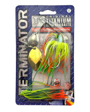Load image into Gallery viewer, Front Package View of TERMINATOR T-1 SERIES 3/8 oz DOUBLE BLADE Titanium Spinnerbait
