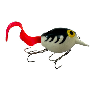 Right Facing View for STORM LURES LI'L TUBBY EEL Vintage Fishing Lure in WHITE BLACK RIBS
