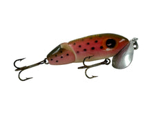Load image into Gallery viewer, Right Facing View of FRED ARBOGAST 3/8 oz JOINTED JITTERBUG Fishing Lure in TROUT. Rare Topwater Bait.
