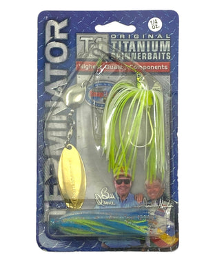 TERMINATOR T-1 SERIES 1/4 oz TITANIUM SPINNERBAIT Fishing Lure with Double Blade & Extra Skirt