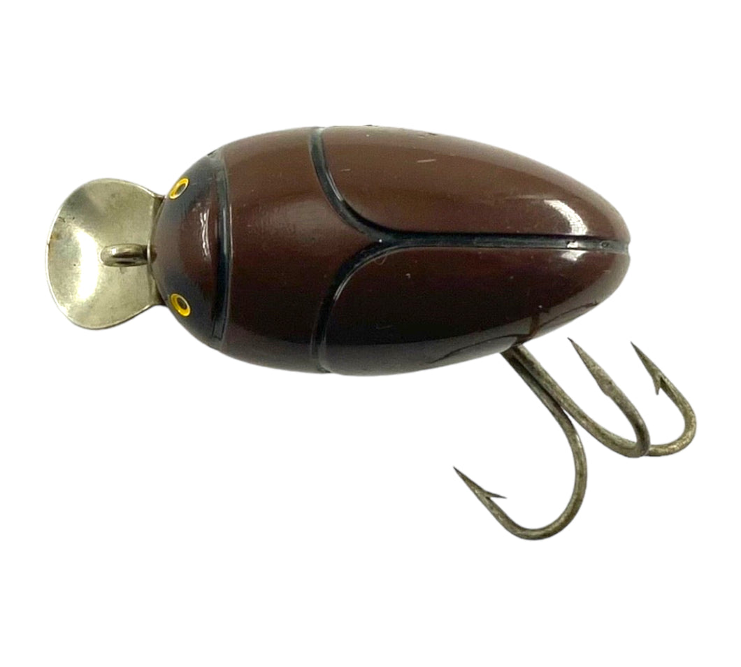 Vintage MILLSITE RATTLE BUG Fishing Lure in BROWN (Black Trim) • Screw In Hook Hardware
