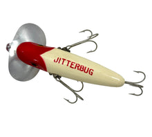 Cargar imagen en el visor de la galería, Stencil View of FRED ARBOGAST MUSKY SIZE WOOD JITTERBUG in RED &amp; WHITE
