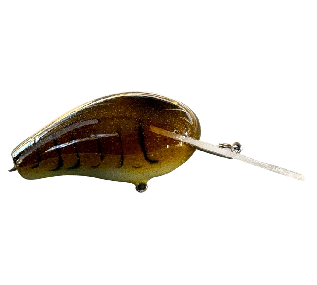 Right Facing View of C-FLASH CRANKBAITS Handcrafted Deep Diver Fishing Lure in OLIVE GREEN CRAW/BLUE FLAKE