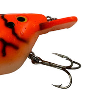 Load image into Gallery viewer, Harware View of MANN&#39;S BAIT COMPANY RAZORBACK Vintage Fishing Lure in ORANGE/BENGAL TIGER. rare lure.
