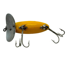 Load image into Gallery viewer, Belly View of FRED ARBOGAST 5/8 oz JITTERBUG Fishing Lure in FROG w/ YELLOW BELLY
