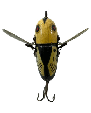 HEDDON LURES CRAZY CRAWLER Antique Wood FISHING LURE in BLACK WHITE HEAD. # 2100 BWH