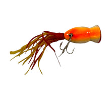 Lataa kuva Galleria-katseluun, Belly View of Vintage FRED ARBOGAST 1/8 oz HULA POPPER Fishing Lure in BROWN PARROT
