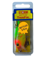 Load image into Gallery viewer, Front Package View of STORM LURES RATTLIN THINFIN Fishing Lure in RED HOT TIGER
