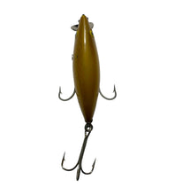 Load image into Gallery viewer, Top View of FEATHER RIVER LURES BASS-KA-TEER Vintage Fishing Lure in LITTLE GOLDEE
