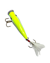 Load image into Gallery viewer, Top View of Berkley Frenzy Popper Topwater Fishing Lure in CHARTREUSE SHINER
