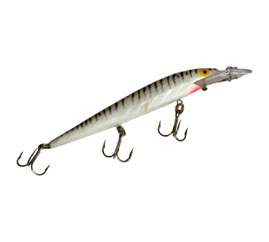 Right Facing View of  REBEL LURES FASTRAC MINNOW Vintage Fishing Lure in PEARL/RED MOUTH