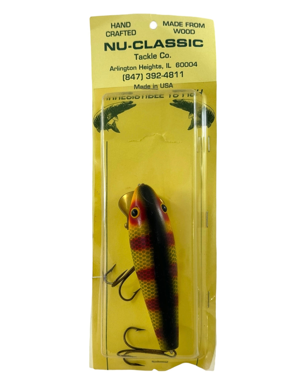 Arlington Heights, Illinois • NU-CLASSIC TACKLE COMPANY Handcrafted Wood Fishing Lure •  5