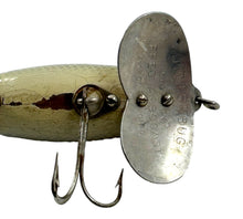 Load image into Gallery viewer, Up Close Lip View of Antique ARBOGAST 5/8 oz WOOD JITTERBUG Fishing Lure in SCALE. Pre- WWII Era Bug.
