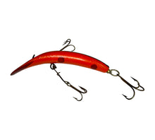 Load image into Gallery viewer, Left Facing View of HELIN TACKLE COMPANY FAMOUS FLATFISH Wood Fishing Lure # T61 OR ORANGE
