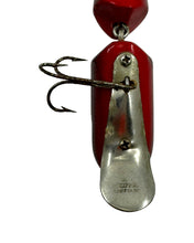 Lade das Bild in den Galerie-Viewer, Lip View of Wynne Precision Company DeLuxe Lures OL&#39; SKIPPER Jointed Wood Fishing Lure in Red with Black Scales
