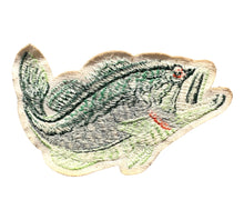 Lade das Bild in den Galerie-Viewer, Vintage Jumping Bass Embroidered Patch on Felt Background
