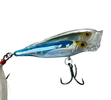 Load image into Gallery viewer, Close Up Right Facing View of LIVE TARGET GLASS MINNOW BAITBALL 2 1/2&quot; Topwater POPPER Fishing Lure in GHOST BLUE
