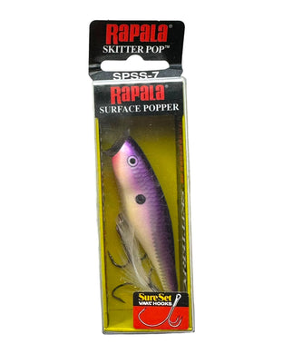 RAPALA LURES SKITTER POP Size 7 Surface Popper w/ SURESET HOOKS Fishing Lure in PEARLESCENT PURPLE