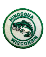 Load image into Gallery viewer, MINOCQUA WISCONSIN Vintage Fishing Collector Patch. JUMPING LARGEMOUTH BASS. Travel Souvenir.
